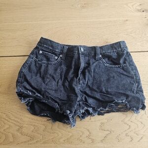 Aerie Distressed Black Jean Shorts